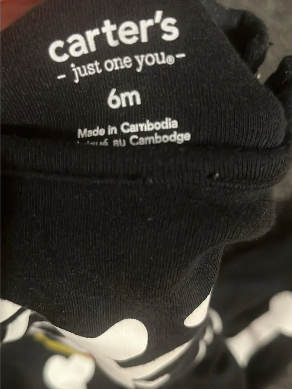Carter's Black Skeleton Footie with Candy Pocket Accents